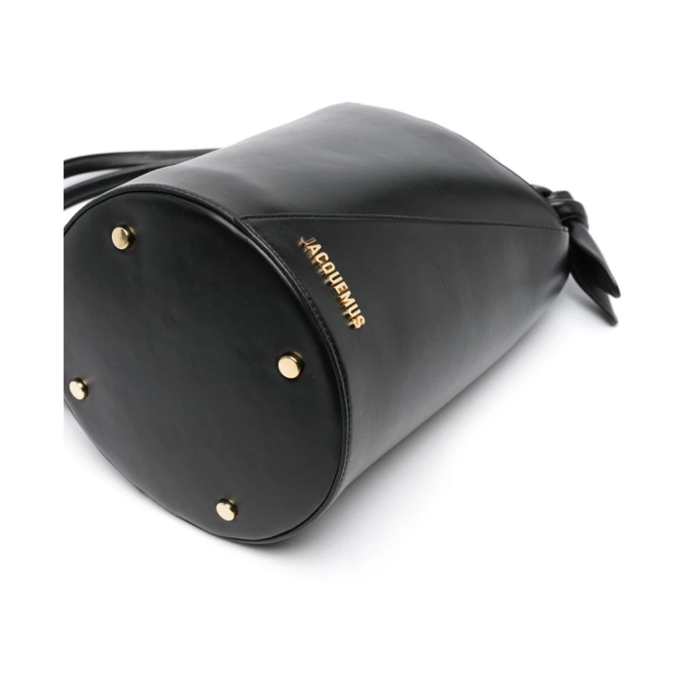Jacquemus Zwarte leren rugzak met knoopdetails Black Dames