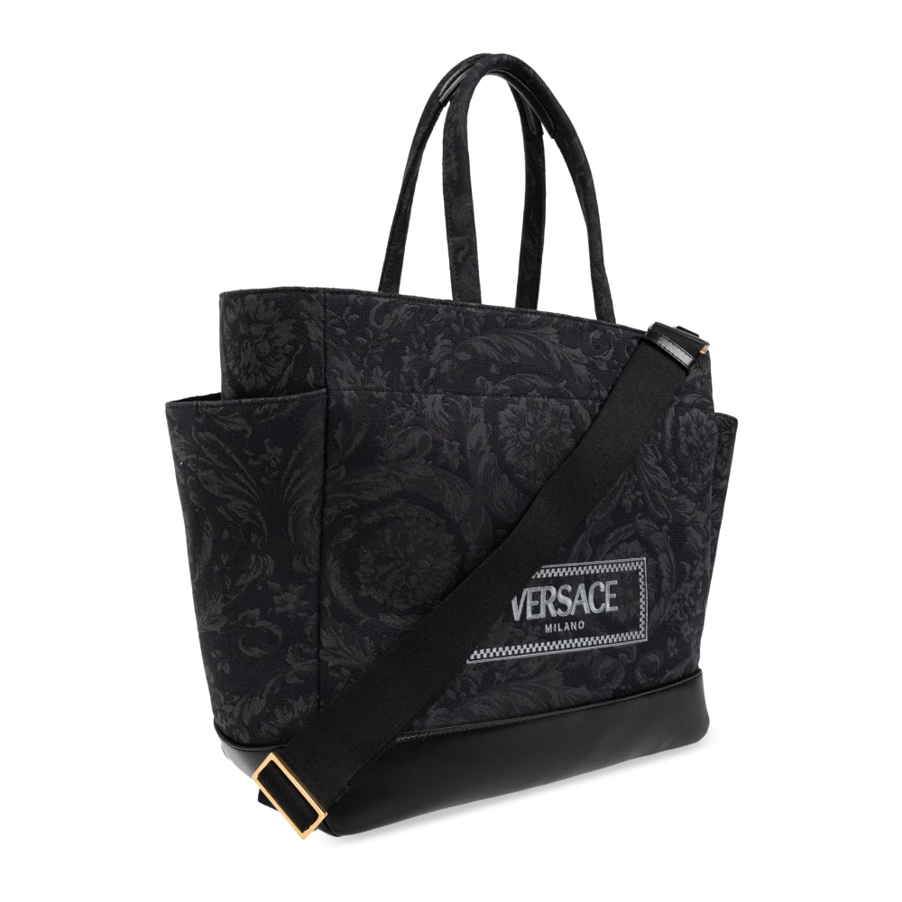 Versace Tas met geborduurd logo Black Unisex