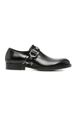 Embellished Leather Monk Strap Shoes