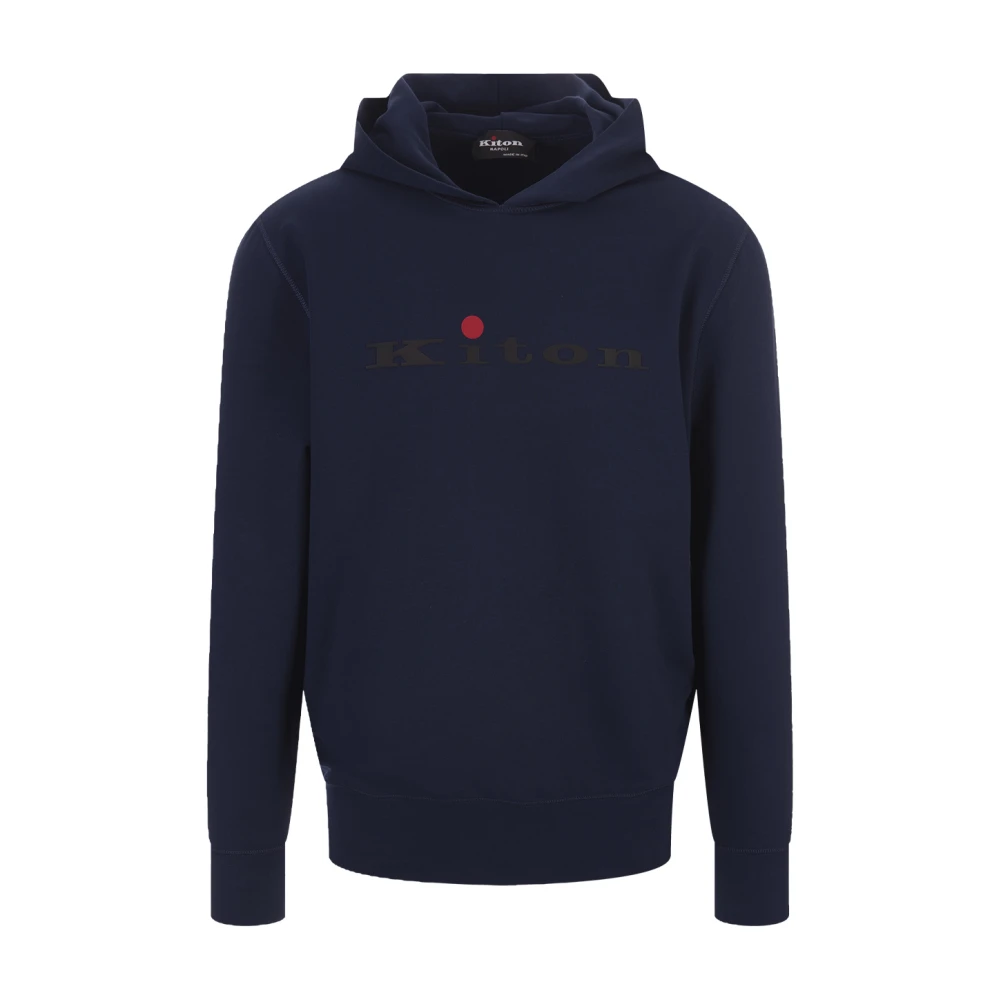 Kiton Blauwe Katoenen Hoodie met Logo Blue Heren