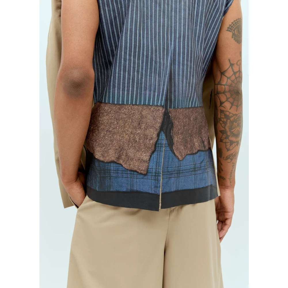 Comme des Garçons Trompe LOeil Double-Breasted Blazer Blue Heren