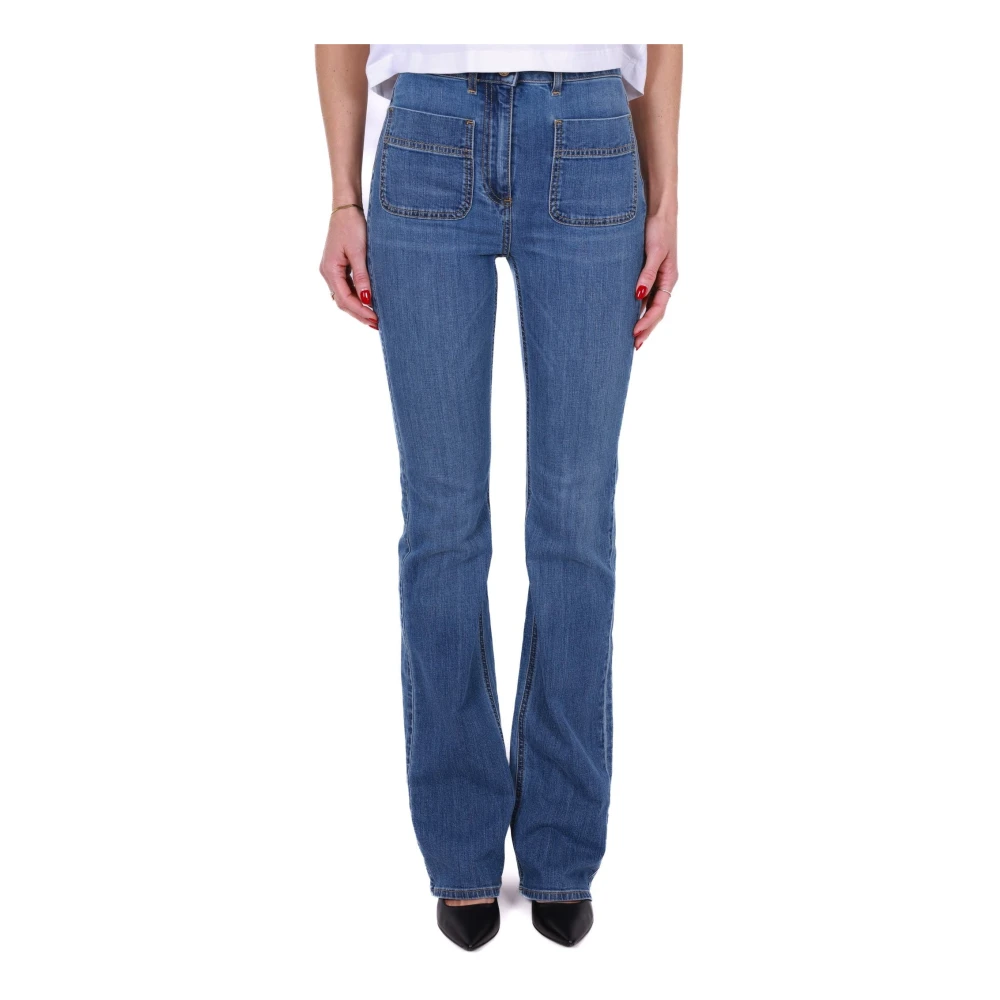 Elisabetta Franchi Rechte Pijp Denim Stretch Jeans Blauw Blue Dames