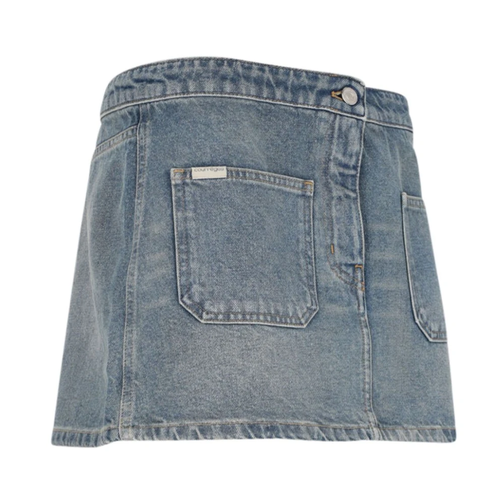 Courrèges Geborduurde Logo Katoenen Rok Blue Dames