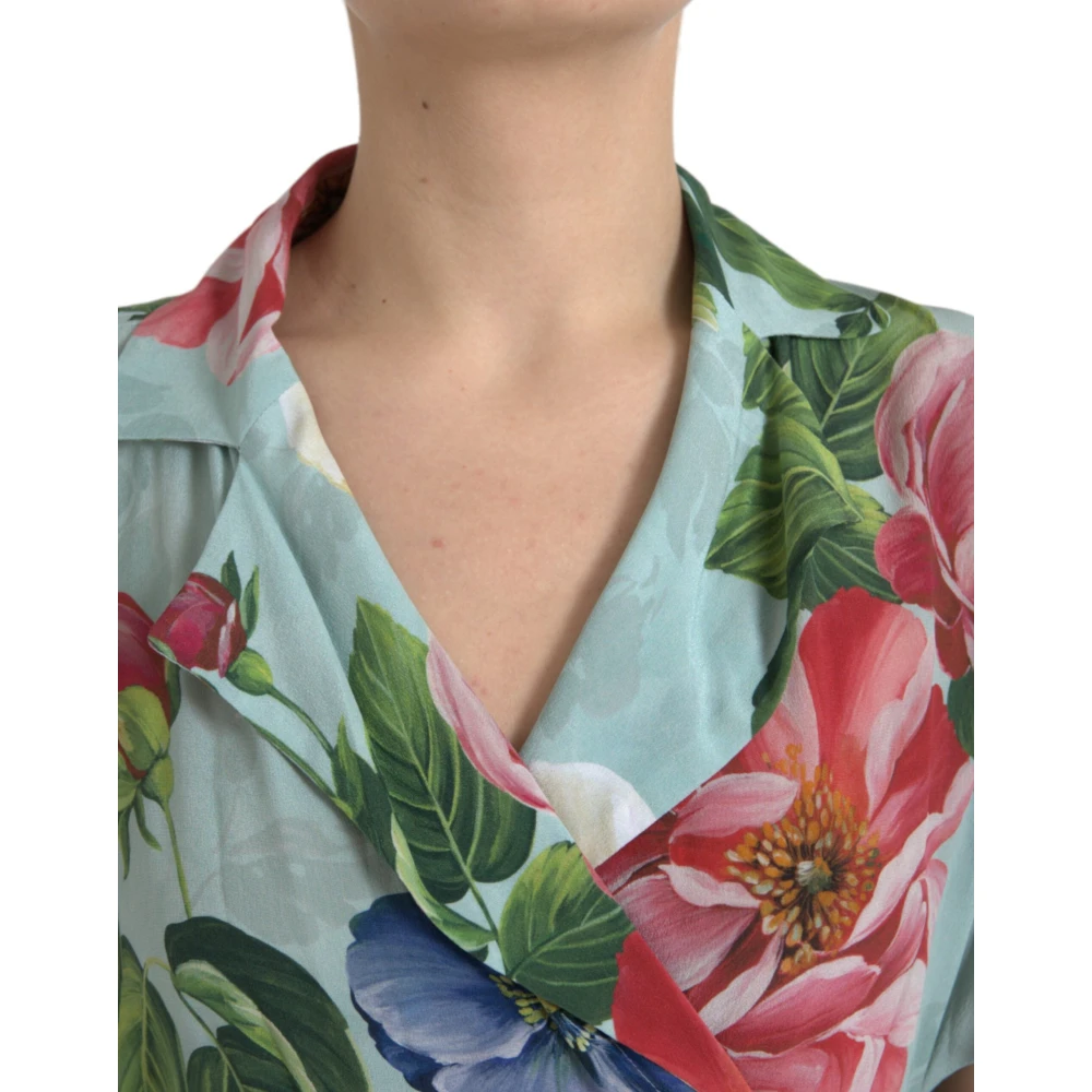 Dolce & Gabbana Bloemen zijden jumpsuit met wijde pijpen Multicolor Dames
