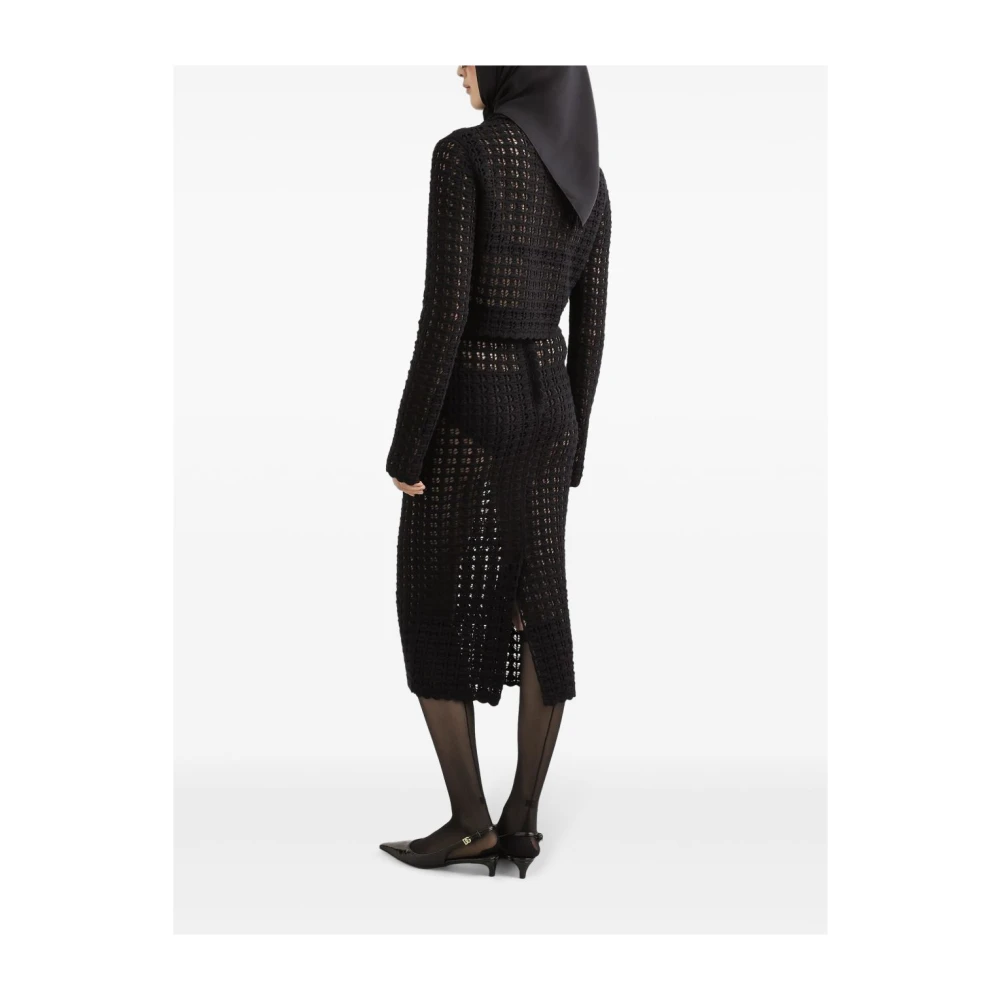 Dolce & Gabbana Zwarte Gebreide Hoge Taille Rok Black Dames