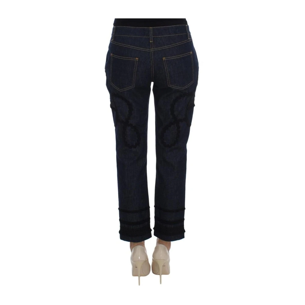 Dolce & Gabbana Geborduurde Denim Capri Jeans Blue Dames