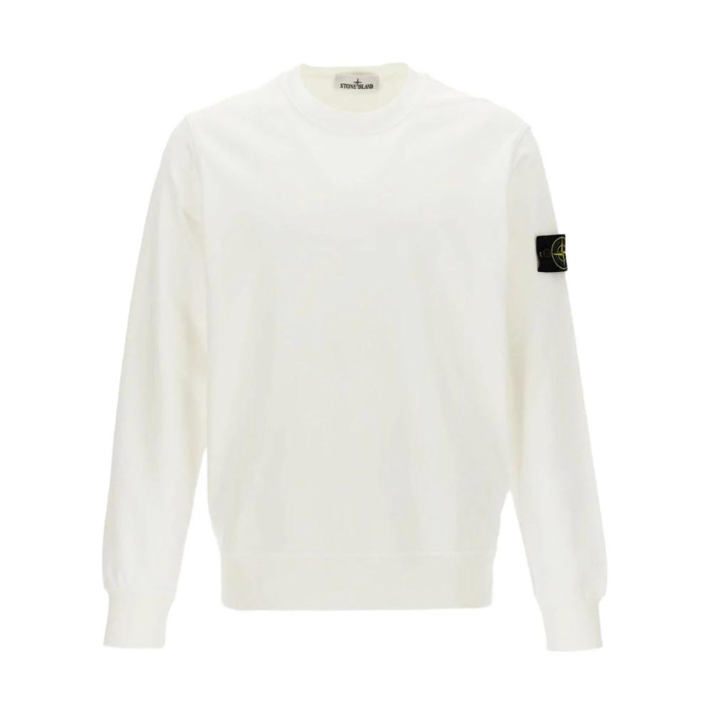 Stone Island Men's White Crewneck Jumper With Logo - Sweatshirts - 2XL - Sweatshirts & Hoodies