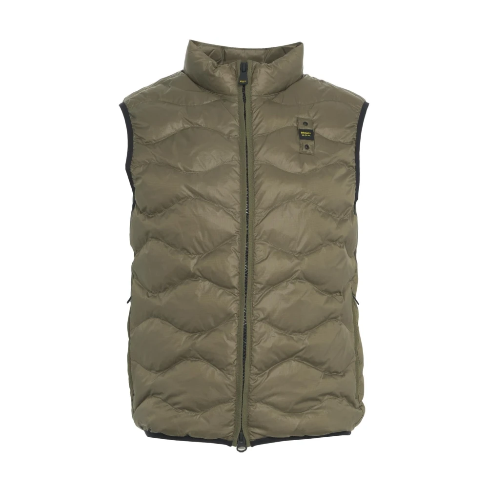 Blauer Uomo Verde Gilet Imbottito Con Colletto Alto