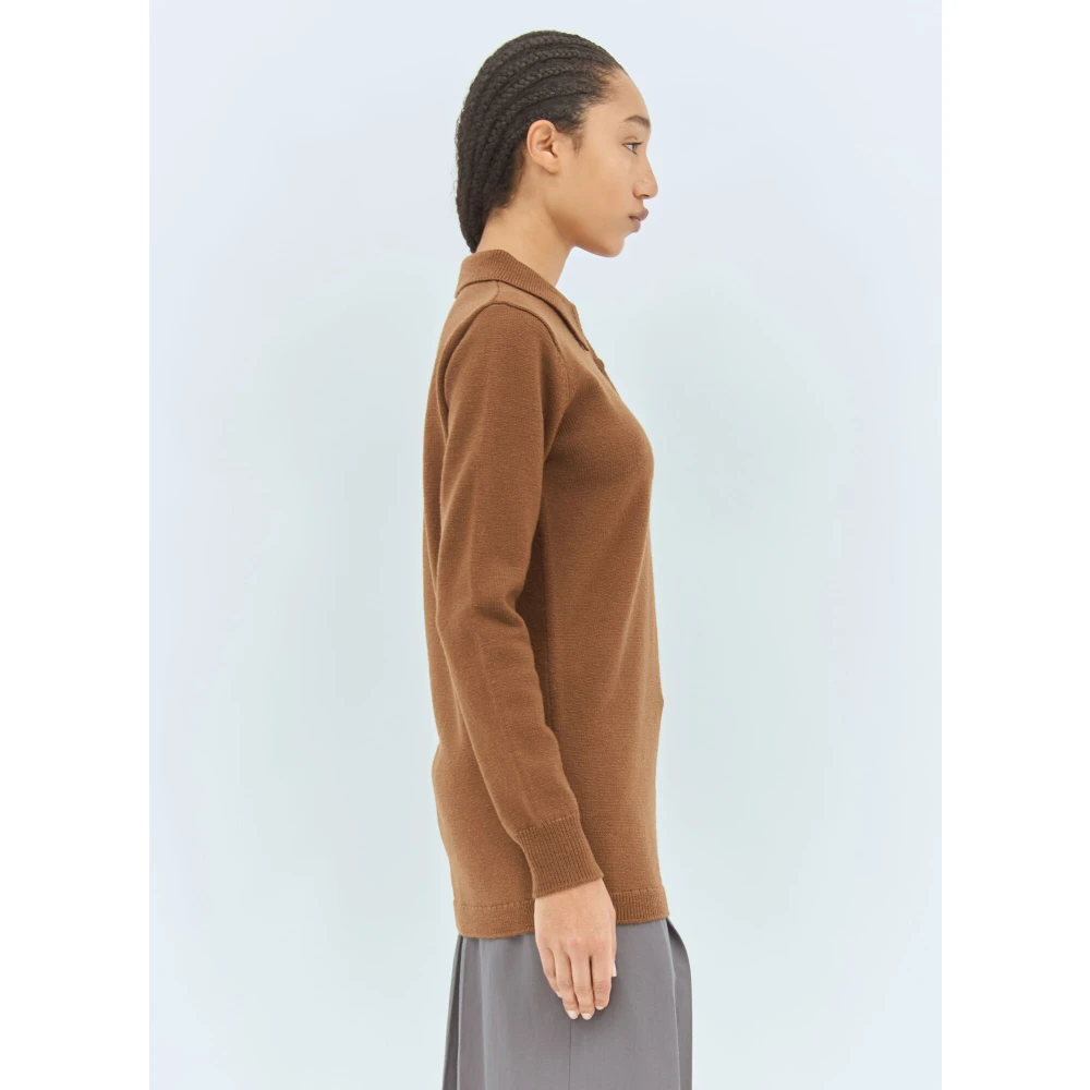 Dries Van Noten Wollen Polo Sweater Brown Dames
