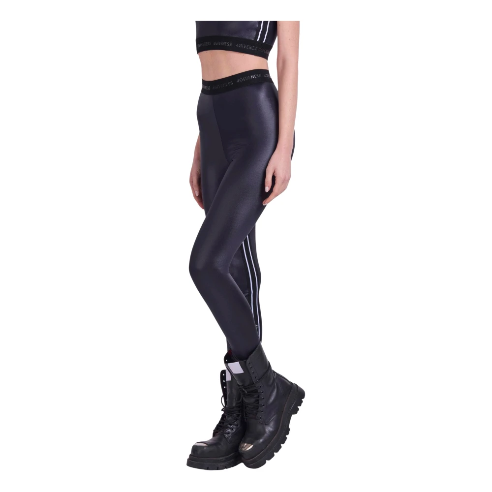 4Giveness Lycra Leggings met Elastische Logo Banden Black Dames