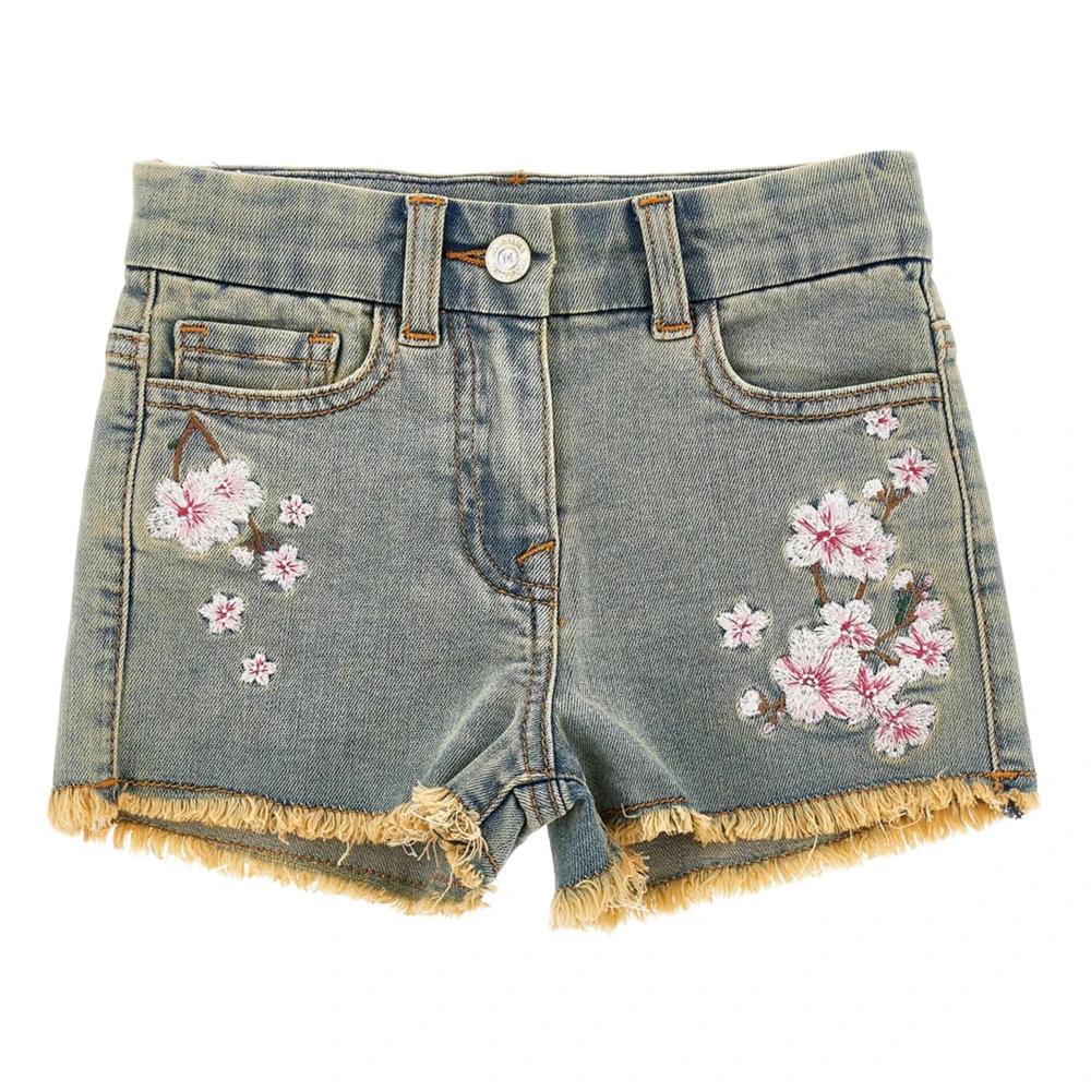 Monnalisa Girls Blue Shorts, 10 Y, Peach Blossom Denim Shorts