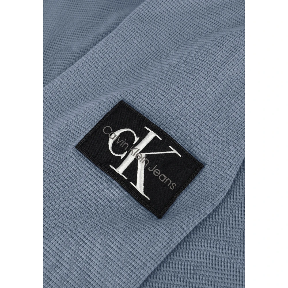 Calvin Klein Gewassen Badge Wafel Trui Blue Heren