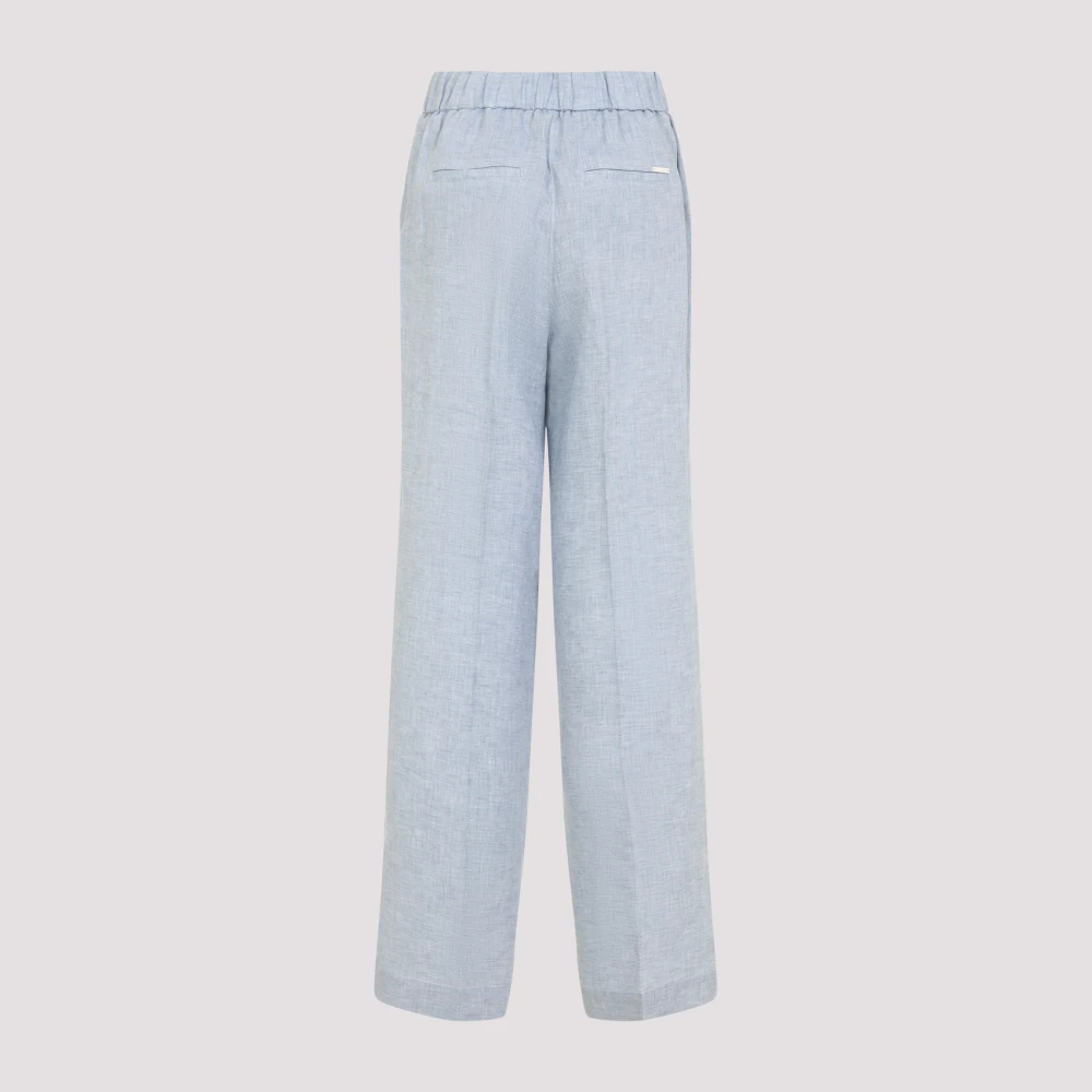 PESERICO Wijde linnen broek in blauw Blue Dames