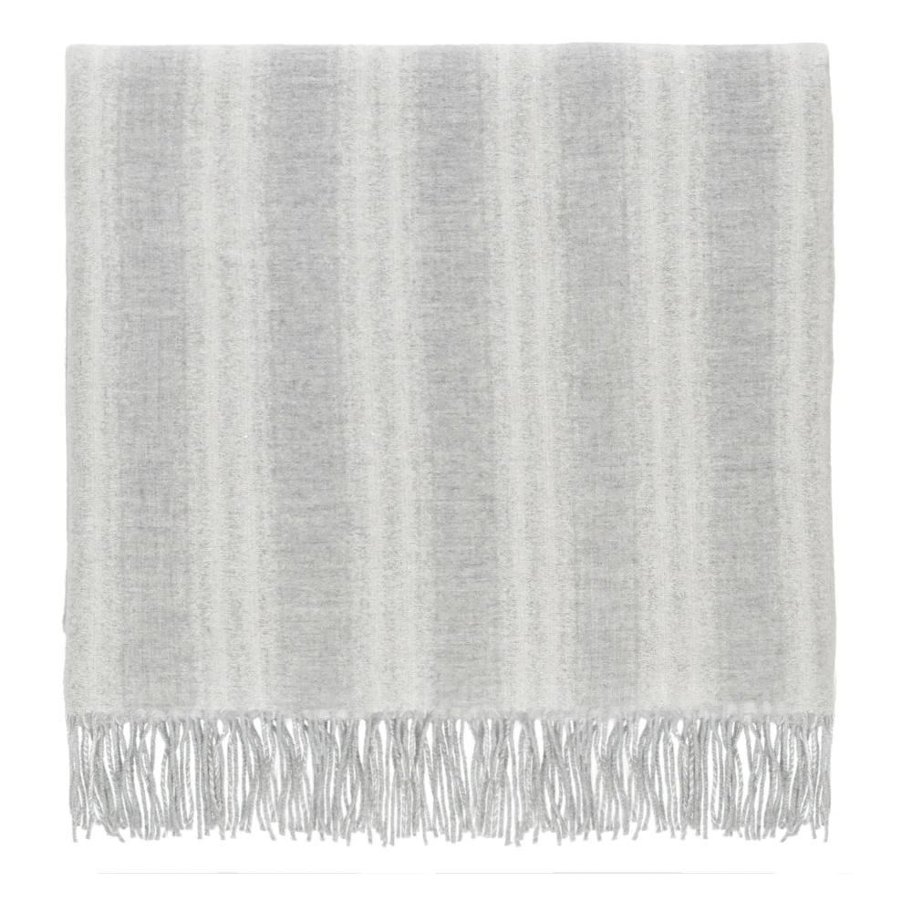 BRUNELLO CUCINELLI Gestreepte Cashmere Sjaal met Franjes Gray Dames