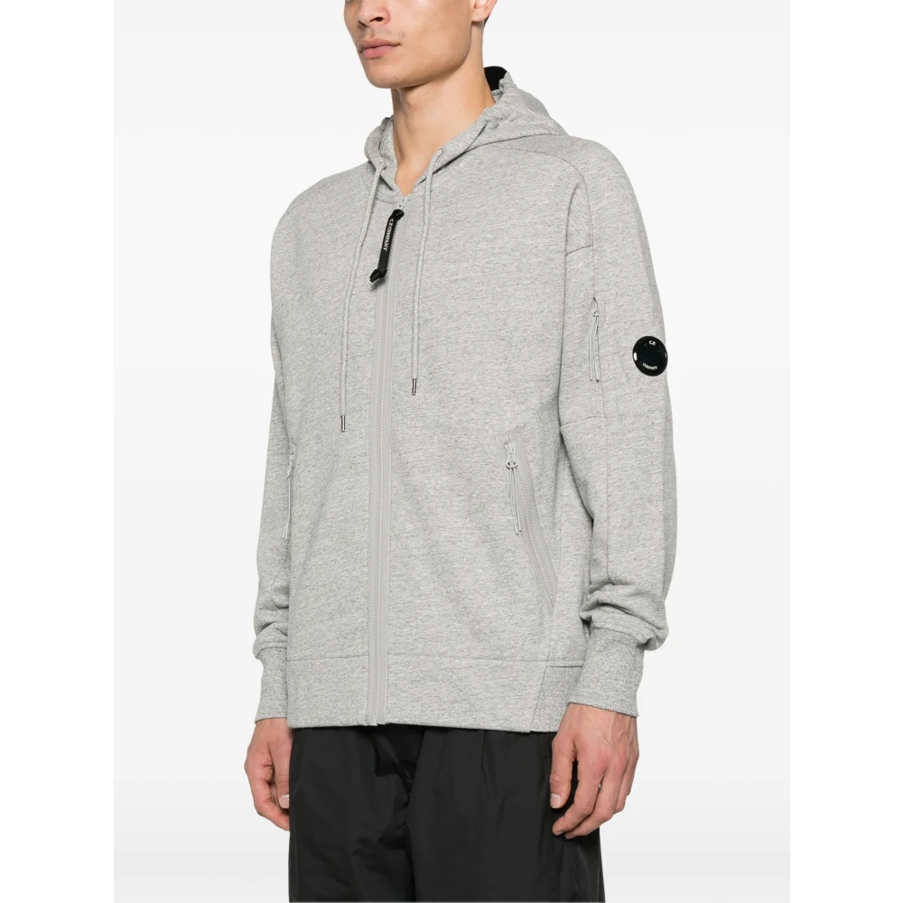C.P. Company Heather Grey Fleece Hoodie met Lens Detail Gray Heren