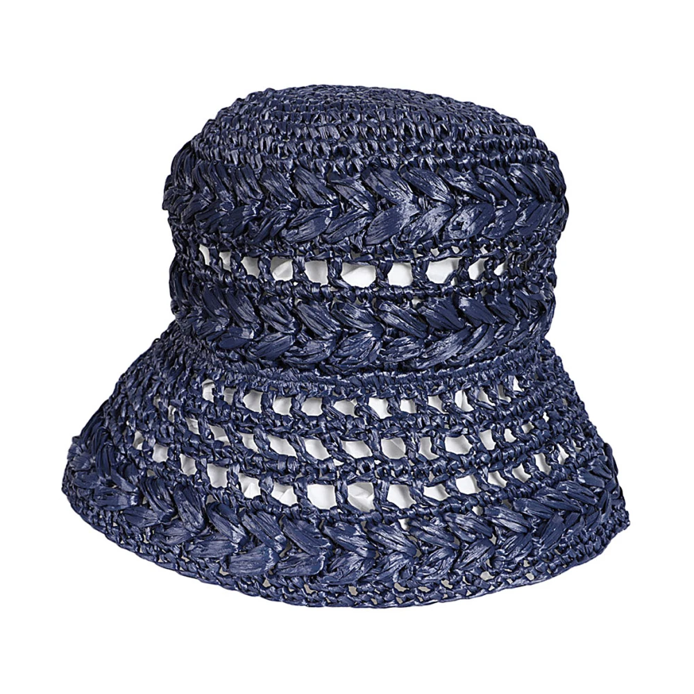 Max Mara Weekend Blauwe Gehaakte Lampenkap Hoed Blue Dames