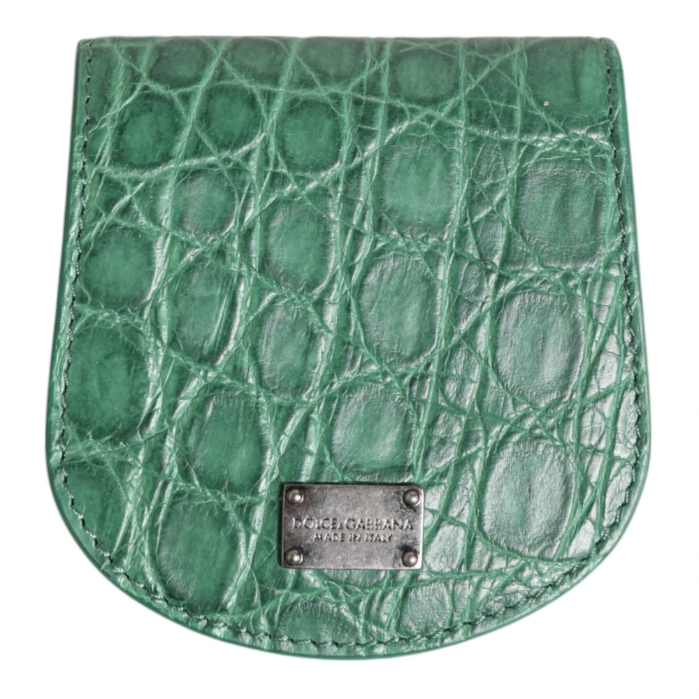 Dolce & Gabbana Unisex Green Exquisite Exotic Skin Coin Case Wallet
