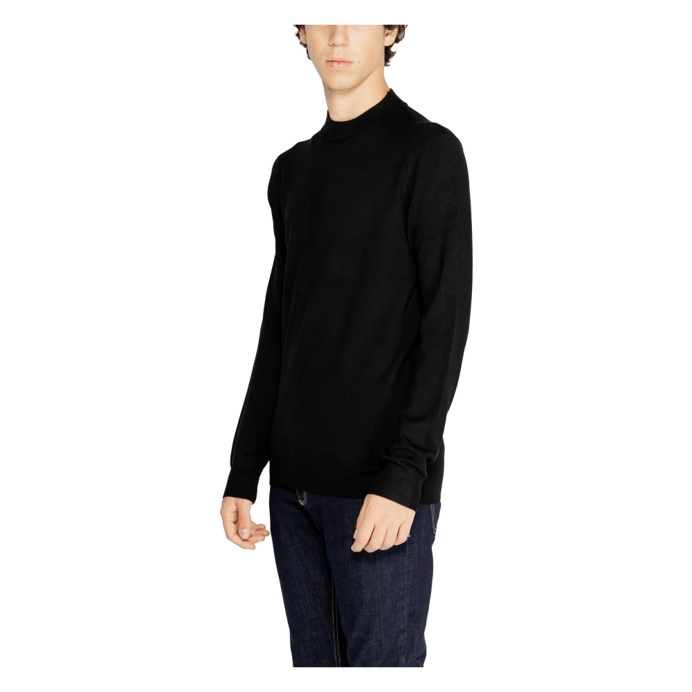 Antony Morato Zwarte Gebreide Trui Mannen Herfst Winter Black Heren