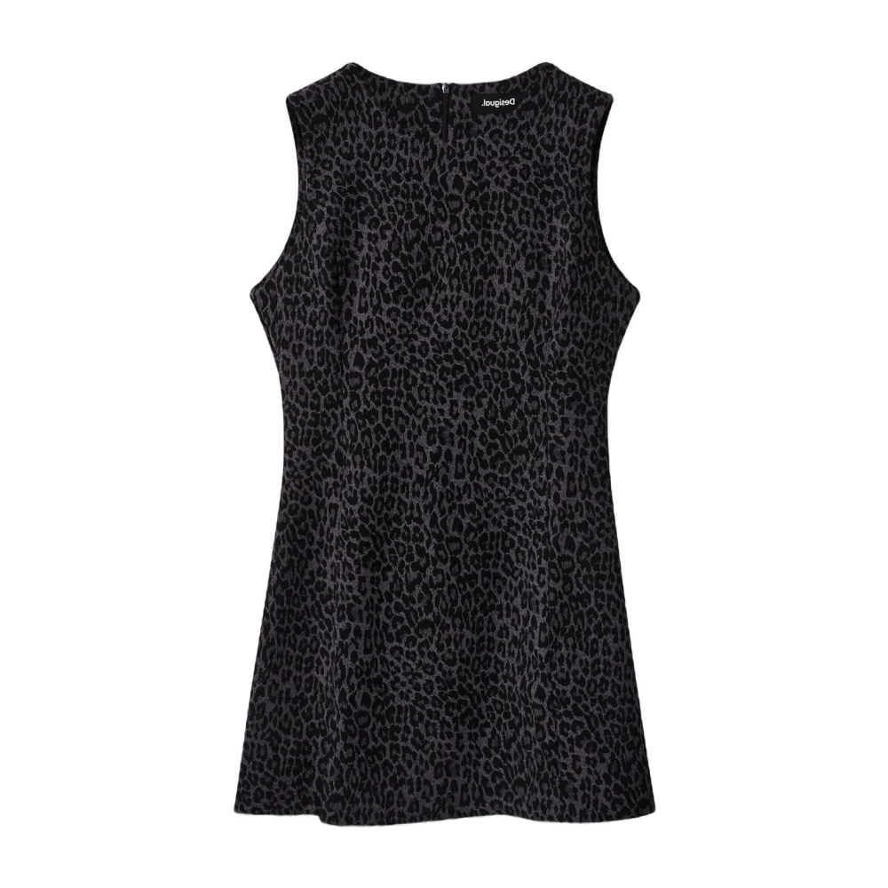 Desigual Stilfull Leopardmönstrad Klänning Black, Dam