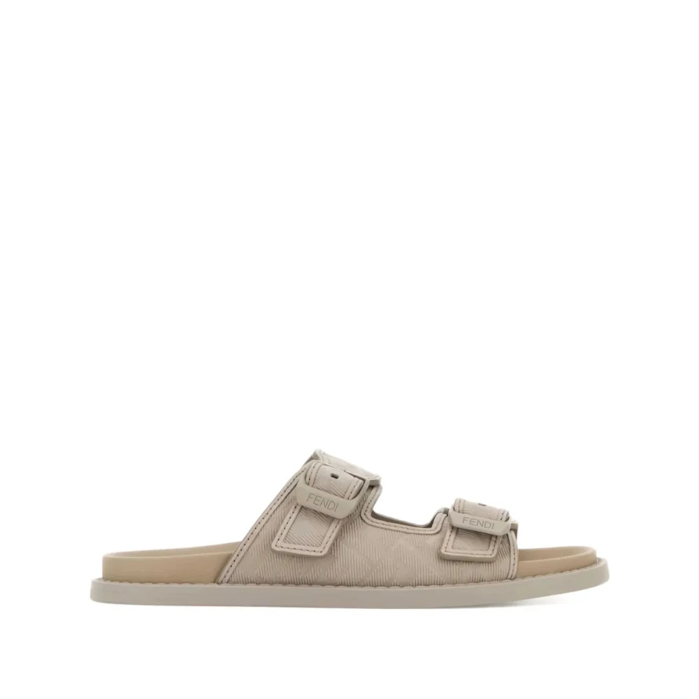 Fendi Men's Beige Feel Nabuk Slider - Sliders - 10 Uk - Shoes