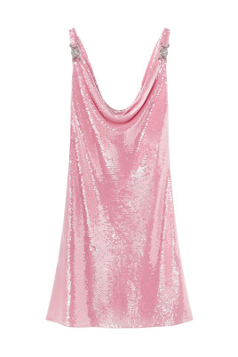 pink-sequin-cowl-neck-dress