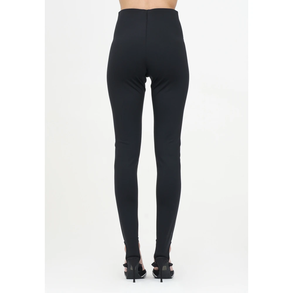 PATRIZIA PEPE Zwarte legging met voorste detail Black Dames