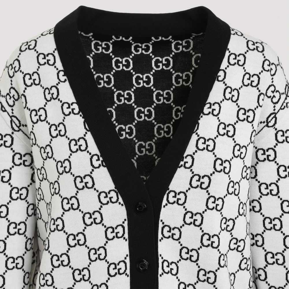 Gucci Reversible GG Wool Jacquard Cardigan Black Dames