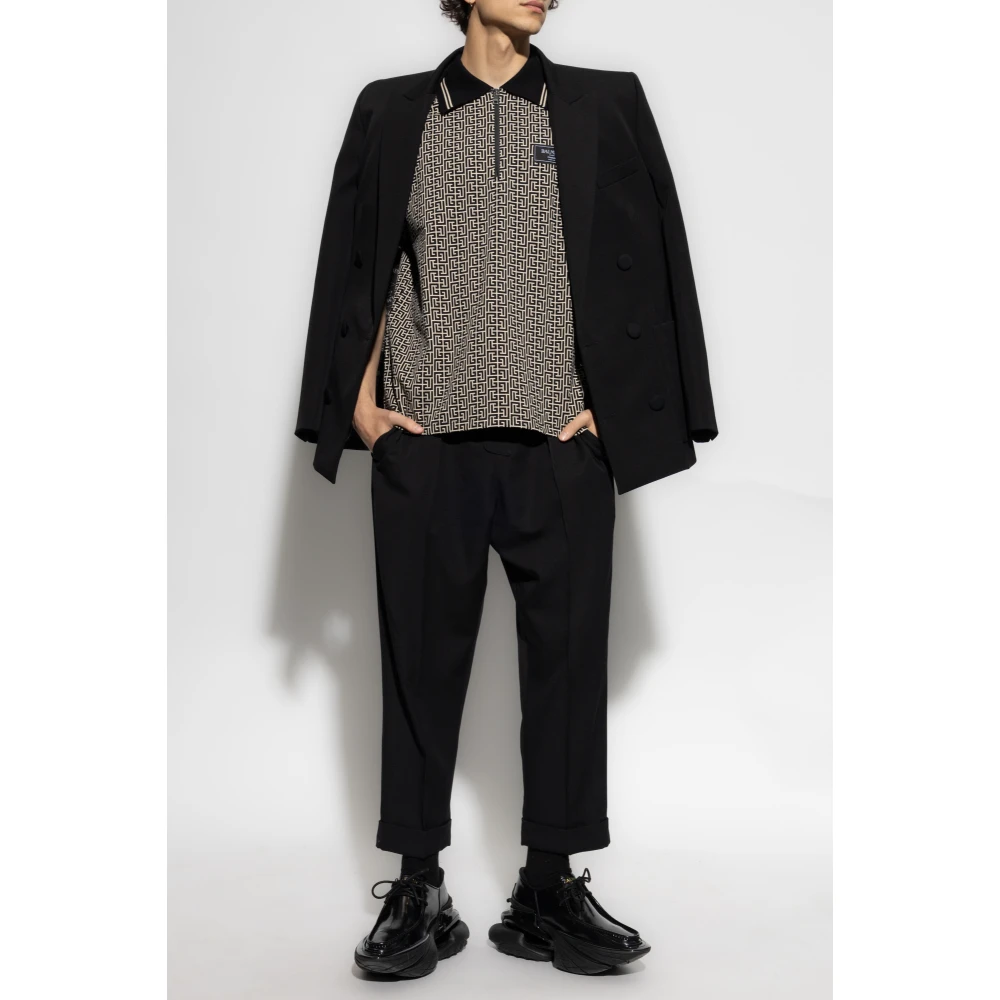 Balmain Polo met Monogram Beige Heren
