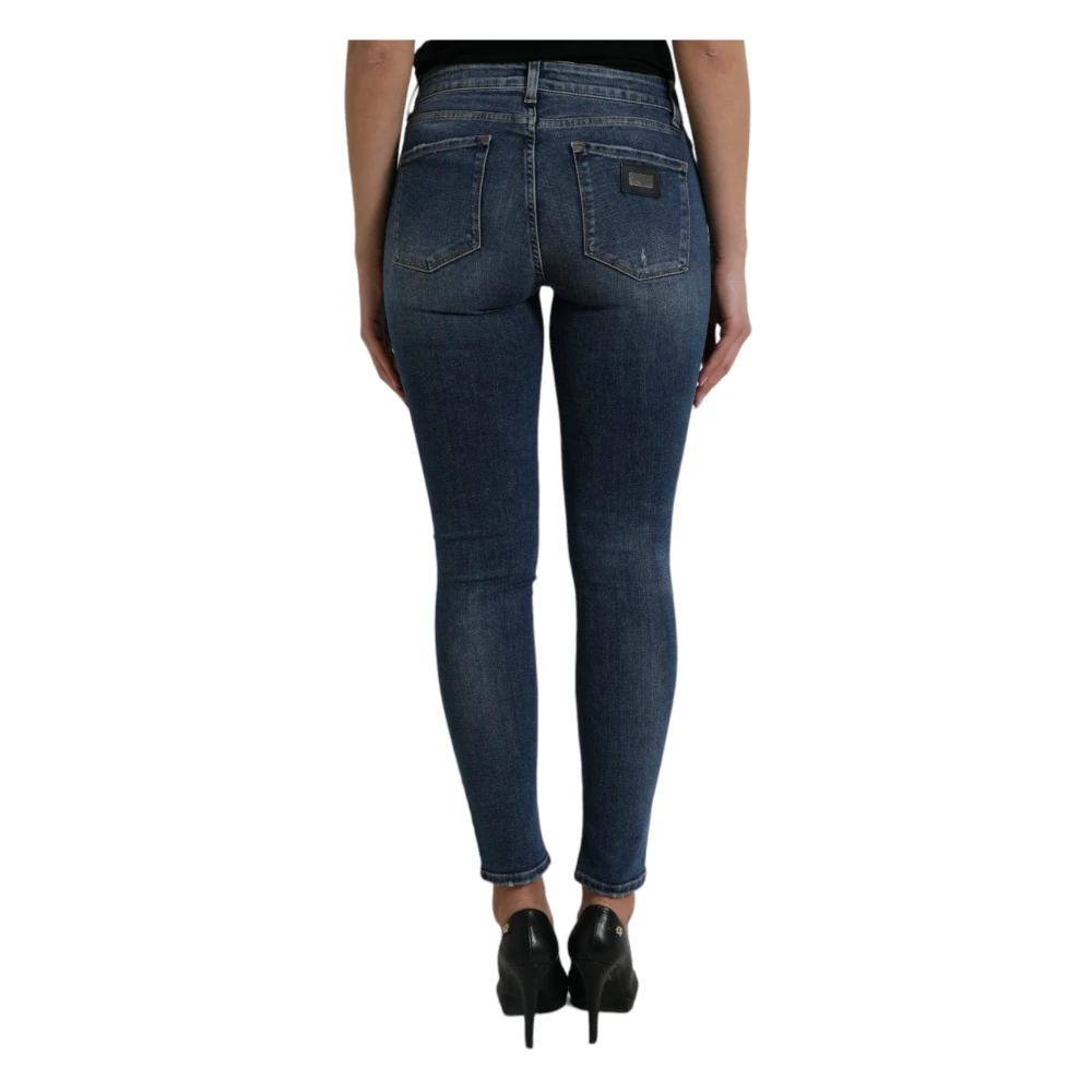 Dolce & Gabbana Blauwe Elegante Stretch Jeans Blue Dames