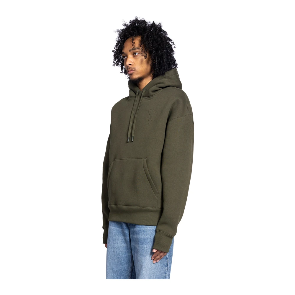 Ami Paris Geëmbosseerde Hoodie in Loden Groen Green Heren