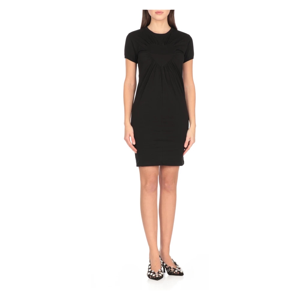 Coperni Zwarte Katoenen Jurk met Hartdetail Black Dames