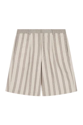 Viscose and Linen Vertical Stripe Shorts