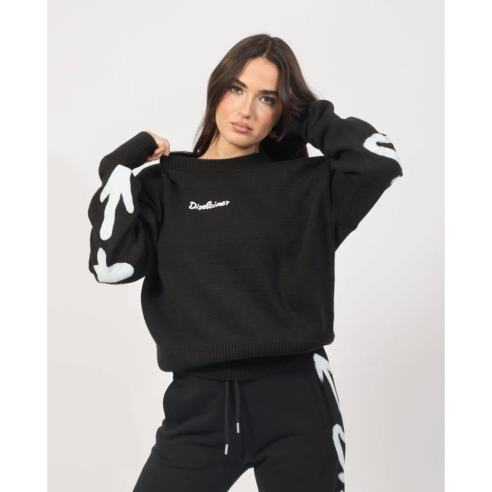 Disclaimer Zwarte trui met Maxi Logo Black Dames