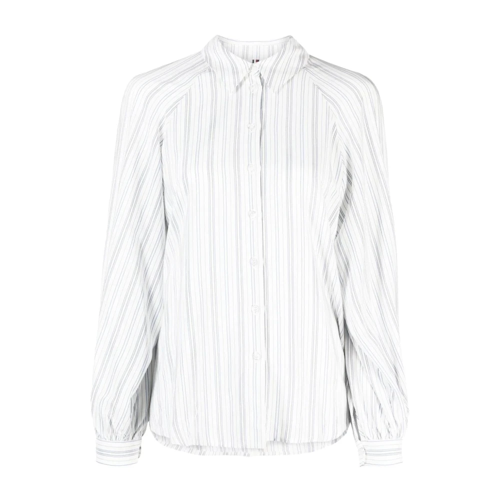 Tommy Hilfiger Women's White Viscose Stripe Raglan Shirt - Shirts - L - Blouses & Shirts