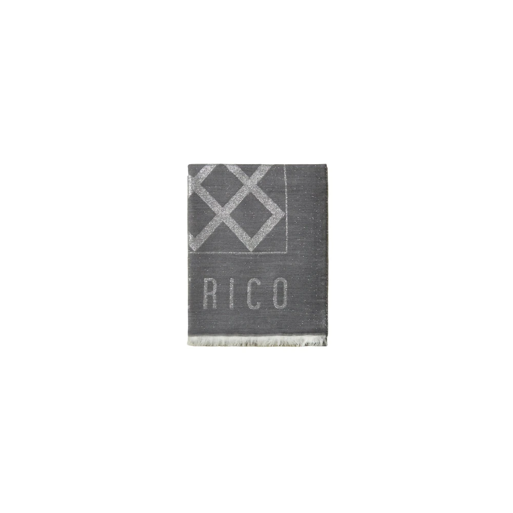 PESERICO Geometrisch patroon wollen en modale sjaal Gray Unisex