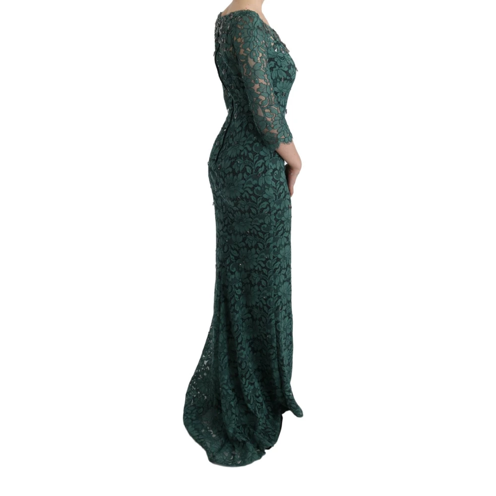 Dolce & Gabbana Groene Kristalversierde Etuijurk Green Dames
