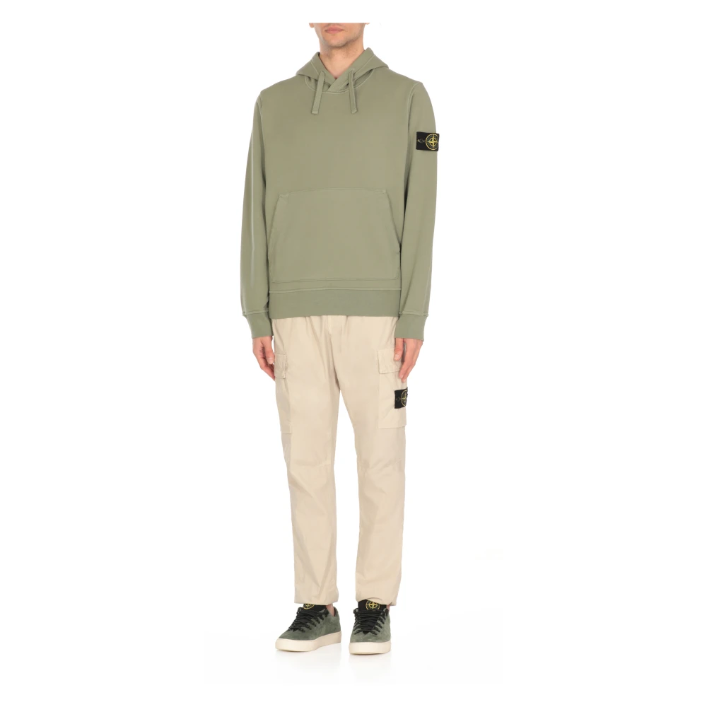 Stone Island Groene Katoenen Hoodie met Logopatch Green Heren