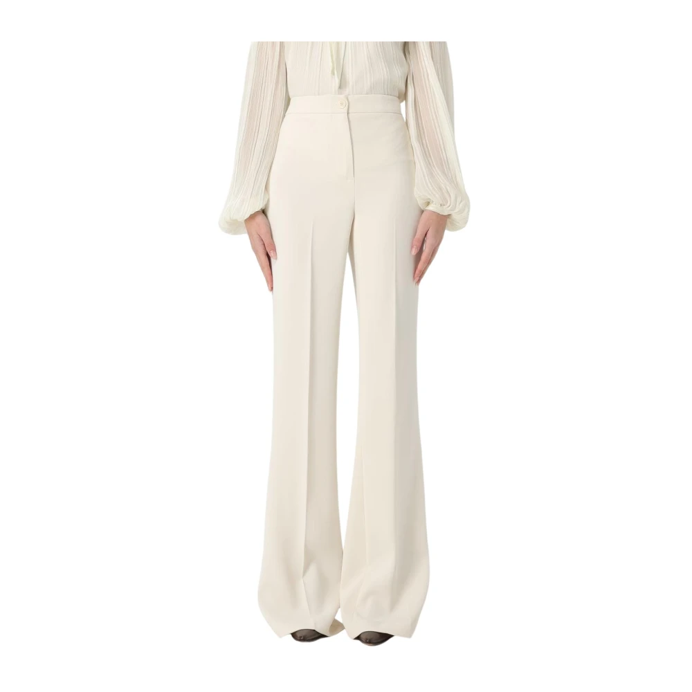 Twinset Women's White Wide Leg Trousers - Wide Trousers - M - Trousers