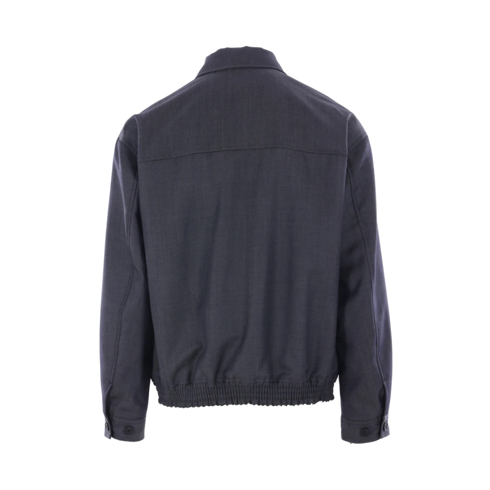 Comme des Garçons Blauwe Wol Mohair Volledige Rits Jas Blue Heren