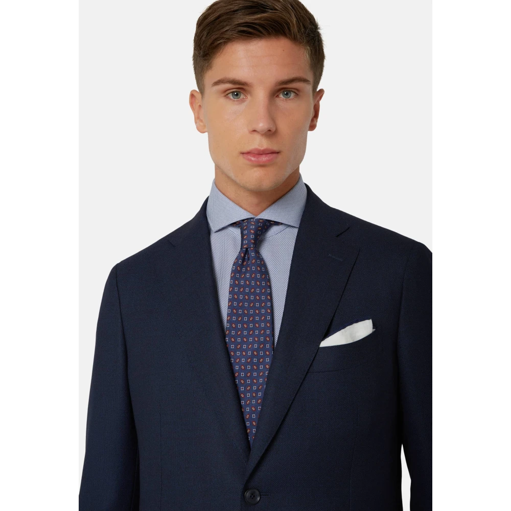 Boggi Milano Micro-Gestructureerd Pak in Super 130 Wol Blue Heren