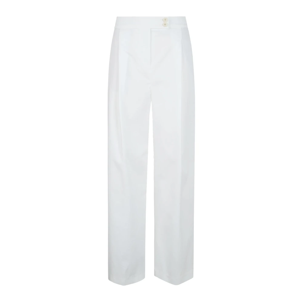 Eleventy Kvinno Vit Byxor Dam, M, Bomull, Pantalone Con Bottoni