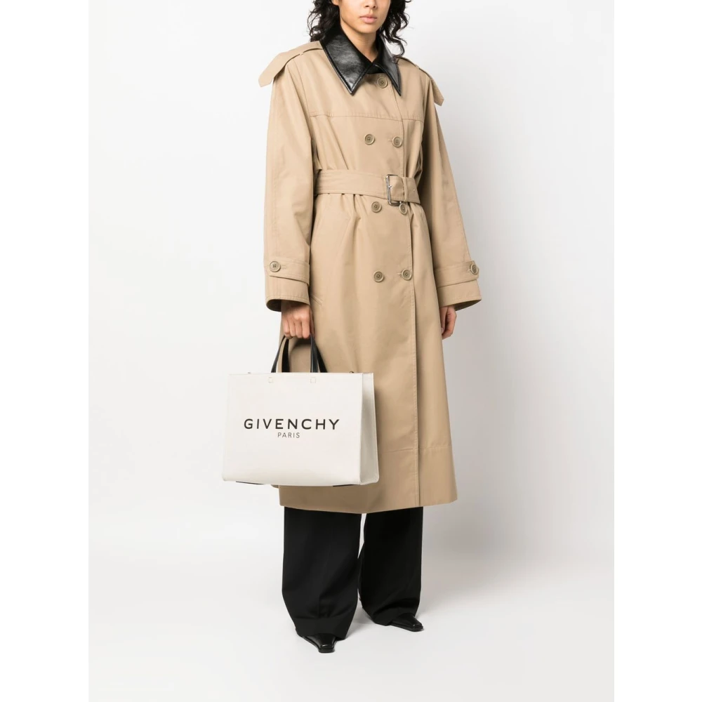Givenchy Beige Canvas Tote Bag met Logo Print Beige Dames