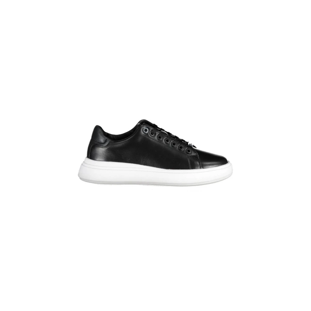 Calvin Klein Women's Black Leather Platform Sneakers
