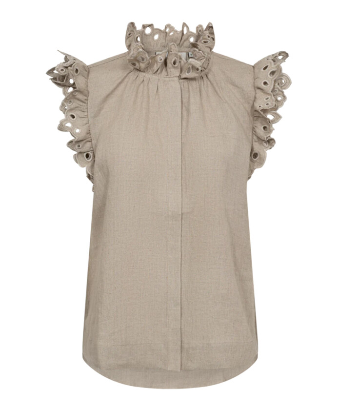 chemise-grise-en-lin-avec-col-a-volants
