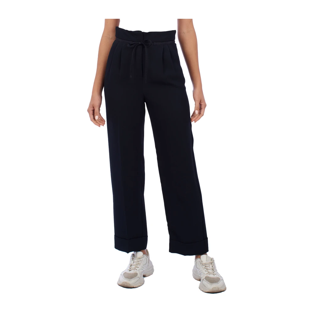 Emporio Armani Women's Black Wide Trousers, S, High-Waisted Wide Trousers