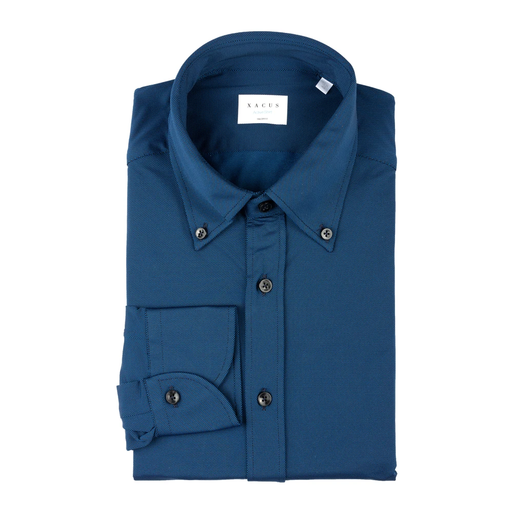 Xacus Blauw Overhemd Camicia Stijl Blue Heren