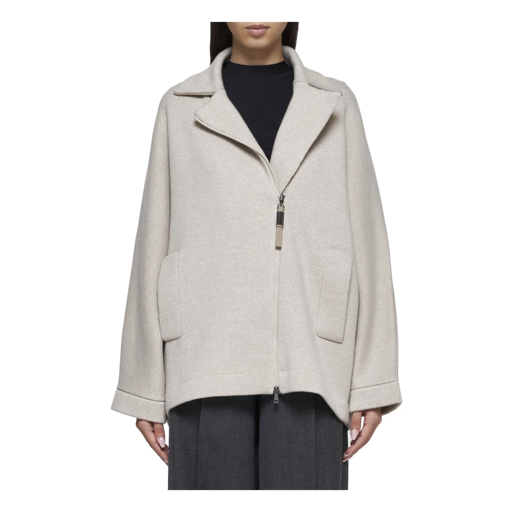 BRUNELLO CUCINELLI Beige Cashmere Blouson Sweater Gray Dames