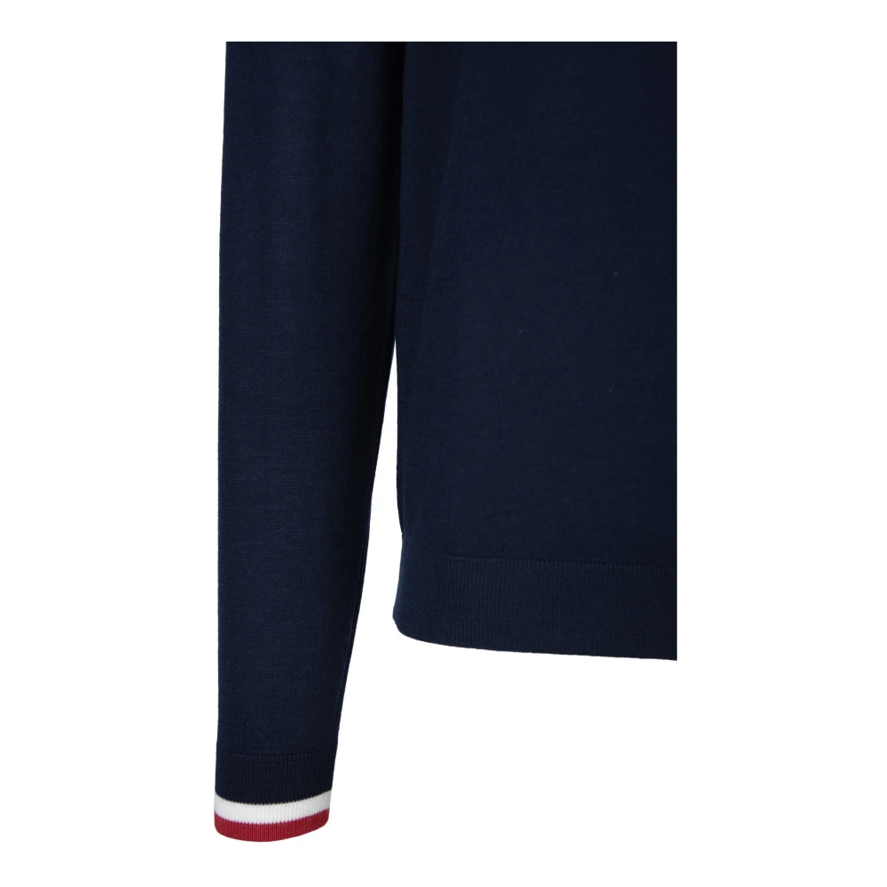 Sun68 Merino wol poloshirt met lange mouwen Blue Heren