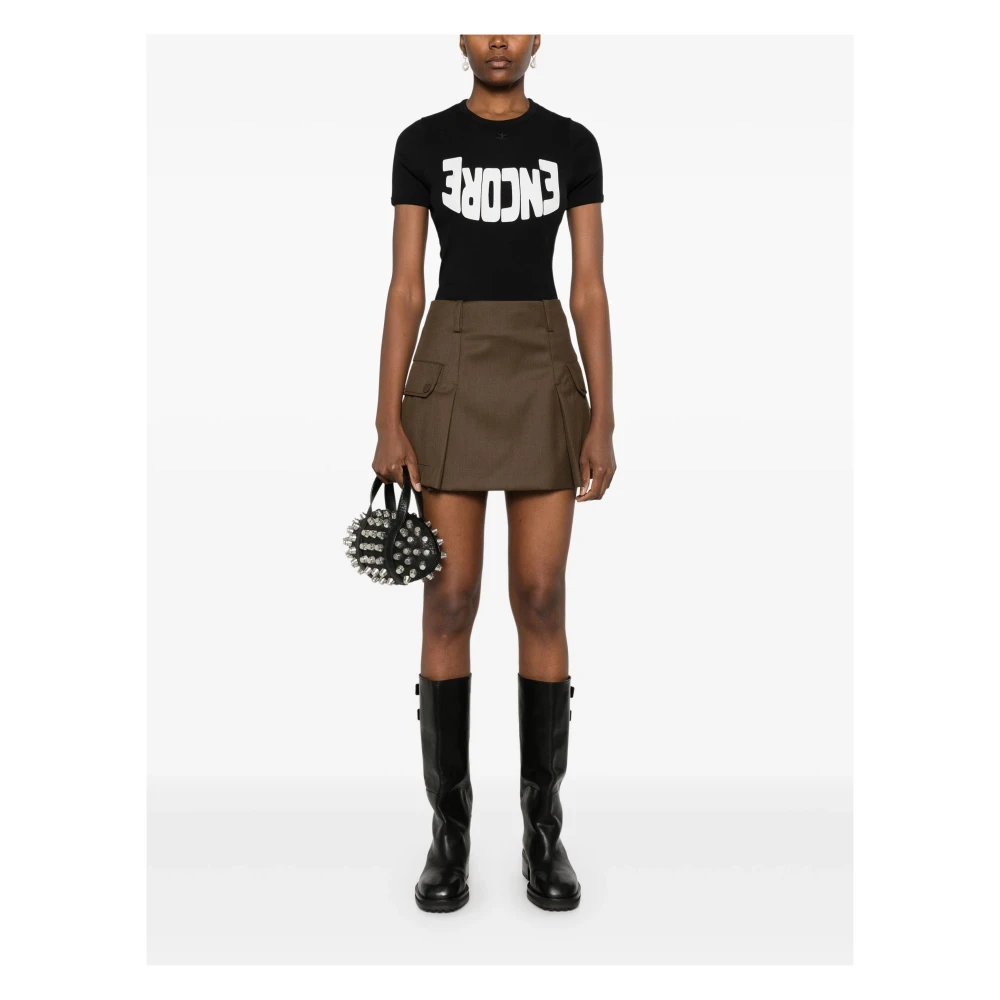 Courrèges Logo-Print Grafisch T-shirt Zwart Multicolor Black Dames