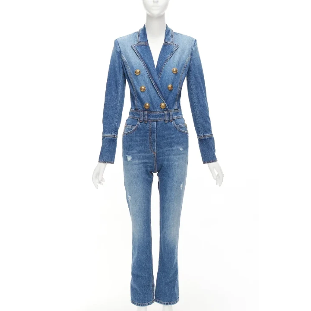 Balmain Pre-owned Denim tops Blue Dames